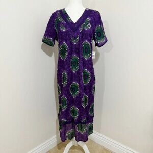 Loungees Purple Floral Midi MuuMuu Cotton House Lounge Dress Women's Size S NWT